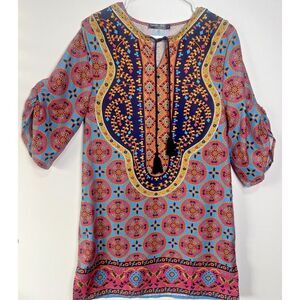 New Without Tag Urban Coco Women's Shirt Dress 3/4 Puff Sleeve Boho India Small